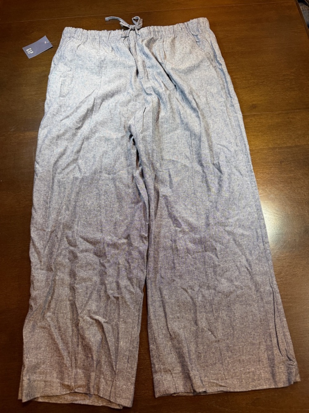 GAP Navy and White Linen Wide Leg Pants Coastal
